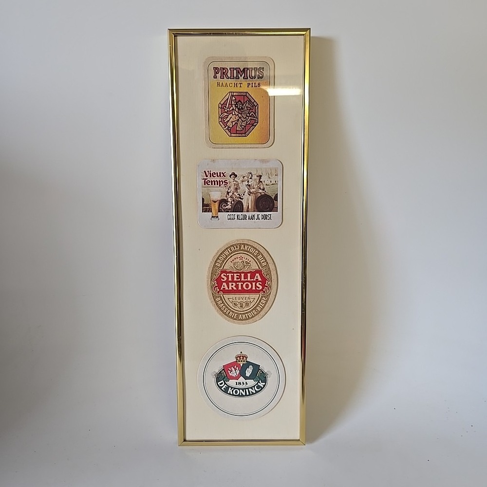 Vintage Beer Coasters Framed Display